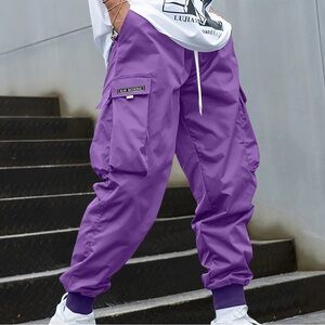 LOVZFMLL Purple Airborne Cargo Jogger Pants Size L Unisex